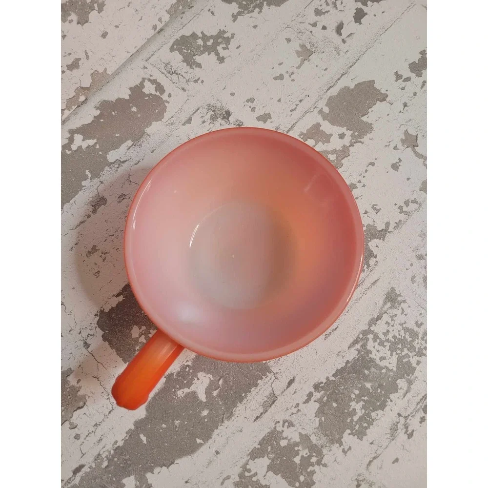 VINTAGE Fire King‎ Flame Orange 10 oz Handled Soup Cup Mug Bowl
